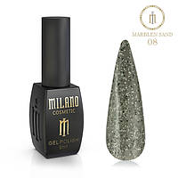 Гель-лак со светлым и темным конфетти Мраморный песок Milano 8ml Marblen sand №08 красивый маникюр