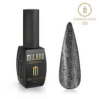 Гель-лак со светлым и темным конфетти Мраморный песок Milano 8ml Marblen sand №09 красивый маникюр