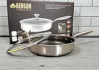 Сковорода профессиональная глубокая из нержавеющей стали 26 см Benson с антипригарным покрытием (BN-587)