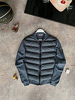 Мужская легкая куртка (серая) молодежная трикотажная с идеальной посадкой без капюшона Мо0815