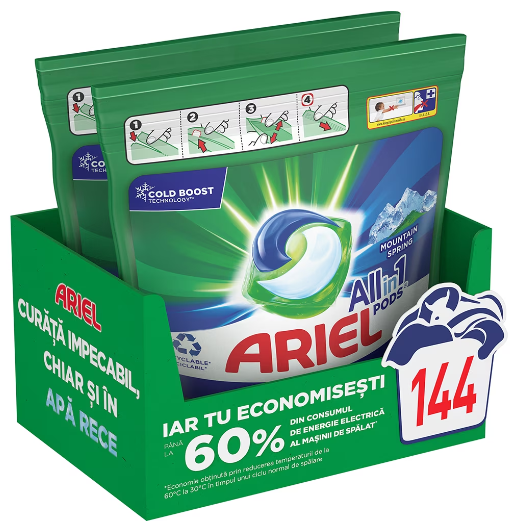 Капсули для прання універсальної білизни Ariel Pods Все-в-1 144 шт, фото 1
