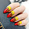 Накладні нігті - червоно-жовте полум'я 24 шт.+ клей для нігтів, типси для манікюру, фото 2