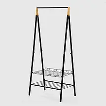 Пілогова стійка для одягу з полицями Casa Si Garment Rack (Bamboo Black), фото 3