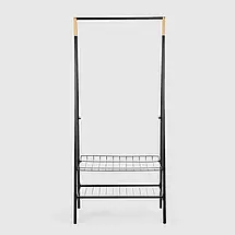 Пілогова стійка для одягу з полицями Casa Si Garment Rack (Bamboo Black), фото 2