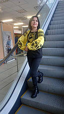 Вишиванка жіноча (домоткане полотно чорне та жовте) "Елегія", фото 5