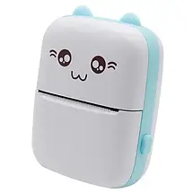 Портативний термопринтер Bambi Cat Mini printer Blue  YU227, фото 2