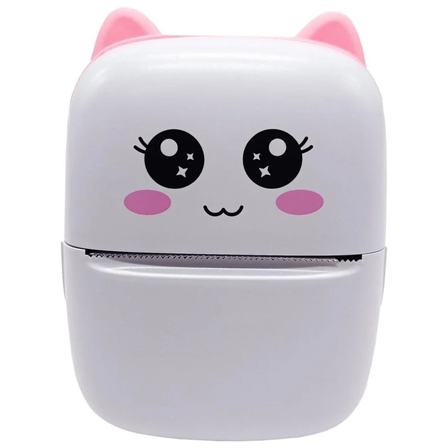 Портативний термопринтер Bambi Cat Mini printer Рожевий  YU227