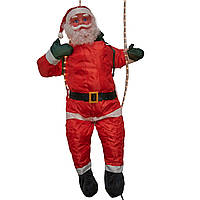 Новорічна світлодіодна декорація - Дід Мороз на гойдалці, 90 см, L 1,5 м, червоний, дюралайт, IP44 (810221)