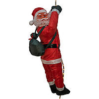 Новорічна світлодіодна декорація - Дід Мороз на мотузці, 90 см, L 1,5 м, червоний, дюралайт, IP44 (810054)