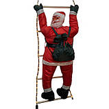 Новорічна світлодіодна декорація - Дід Мороз на драбині, 90 см, L 1,1 м, червоний, дюралайт, IP44 (810115), фото 2