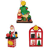 Ялинкові іграшки набір дерев'яні фігурки, 3 шт, 16х9 см, різнокольоровий, дерево, Набір новорічних іграшок (060337), фото 2