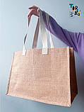 Величезна торба з ламінованого джуту без друку Розмір: 55cм х 40см х 20см, фото 3