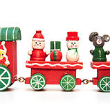 Ялинкова іграшка Дерев'яна фігурка паровозик, 26х8 см, червоний, дерево (060320), фото 4