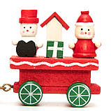 Ялинкова іграшка Дерев'яна фігурка паровозик, 26х8 см, червоний, дерево (060320), фото 6