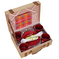 Дитячий ігровий посуд набір пікнік, 26х19,5х10 см, червоний (CH22006)