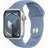 Смарт-часы Apple Watch Series 9 GPS 41mm Silver Aluminium Case with Winter Blue Sport Band M/L (MR913)