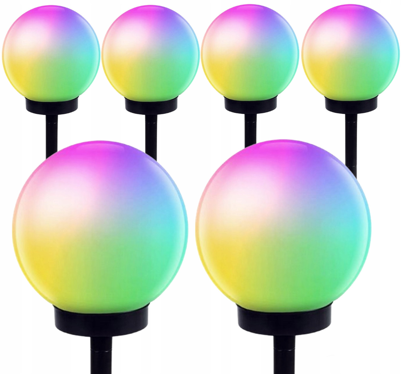 Світильник садовий на сонячній батареї куля IP54 RGB набір 6 шт., фото 1