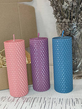 Набір декоративних натуральних свічок із вощини №8, 3шт./набір