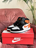 Кроссовки Nk Jordan 1 черные с оранжевым