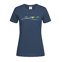 Темно-синяя женская футболка С надписью Limited edition (20-1-43-темно-синій)