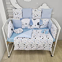 Комплект детского постельного с одеялом и бортиками-игрушками на 4 стороны кроватки 120х60см - Голубой Новый