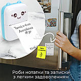 Маленький портативний принтер для друку наклейок Котик бірюзовий дитячий міні принтер для фото з телефону, фото 9