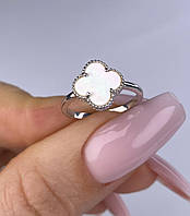 Срібне кільце каблучка Конюшина з перламутром