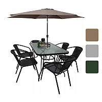 Комплект садовой мебели Kontrast Boston садовый стол + стулья + зонт Бежевый R_1018