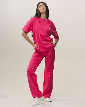 Костюм жіночий RAW 36378 S рожевий (штани, футболка), фото 2