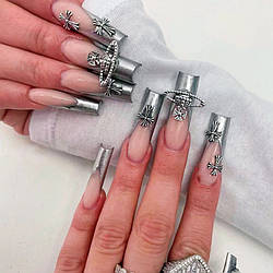 Накладні нігті - 24 шт. готика + клей для нігтів, типси для манікюру