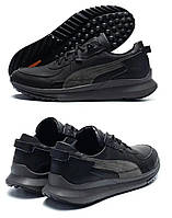 Мужские кожаные кроссовки Hamma, мужские спортивные туфли черные, кеды повседневные черные. Мужская обувь