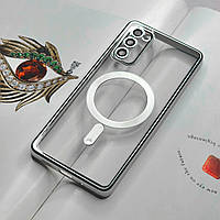 Чехол для Samsung S20 FE. Серебристый глянцевый цвет, с защитой камеры