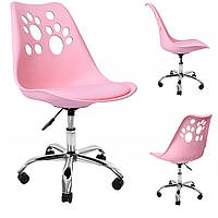 Офісний стілець крісло зі спинкою на коліщатках Bonro B-881 рожеве з регулюванням висоти сидіння для офісу студії