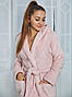 Махровий халат жіночий лазневий із капюшоном середньої довжини, фото 5
