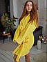 Махровий банний халат жіночий з капюшоном середній довжини  жовтий, фото 9