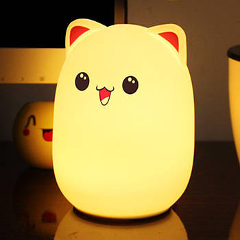 Нічник дитячий силіконовий «Котик» від USB 7 режимів / Настільний світильник / Світлодіодний нічник