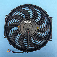 Вентилятор конденсатора 12" (дюймів) реверсивний (штовхаючий/втягуючий) 24v, (80Wt) загнута лопать