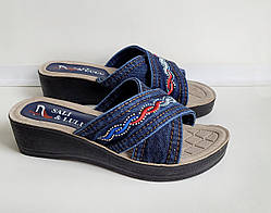 Шльопанці джинсові, жіночі, літні 37 р.