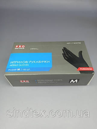 Рукавички нітрилові M, L, S Nitrylex Black, чорні одноразові неопудрені 100 шт., фото 2