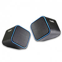 Колонки 4W*USB 2.0 AUX3.5мм дротові чорні/сині HAVIT