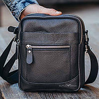 Кожаная мужская черная сумка через плечо Tiding Bag LA3314-1BL