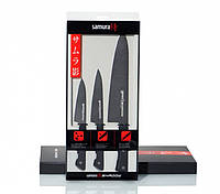 Набір кухонних ножів з 3-х штук (Шеф,універсальний, для овочів), в подарунковій коробці Samura Shadow