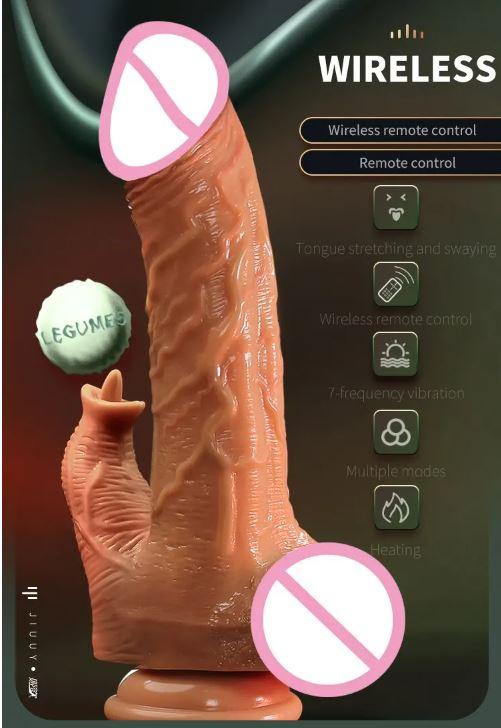 Реалістичний фалоімітатор 19см NightOfPassion2 (вібрація; обертання; нагрівання; рух; пульт управління), фото 1