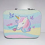 Набір боксів для косметики 3 шт. салатовий принт єдиноріг, фото 3