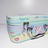 Набір боксів для косметики 3 шт. салатовий принт єдиноріг, фото 4