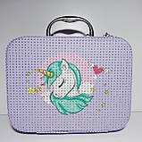 Набір боксів для косметики 3 шт. бузковий принт єдиноріг, фото 3