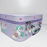 Набір боксів для косметики 3 шт. бузковий принт єдиноріг, фото 4
