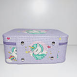 Набір боксів для косметики 3 шт. бузковий принт єдиноріг, фото 5