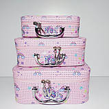 Набір боксів для косметики 3 шт. рожевий із єдинорогом, фото 2