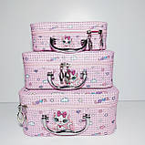 Набір боксів для косметики 3 шт. рожевий із кішечкою, фото 2